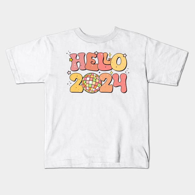 hello 2024 Kids T-Shirt by MZeeDesigns